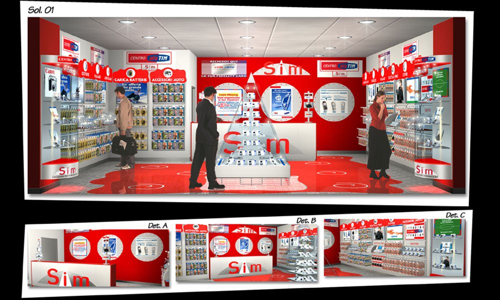 Visual merchandising punti vendita Sim e Wap