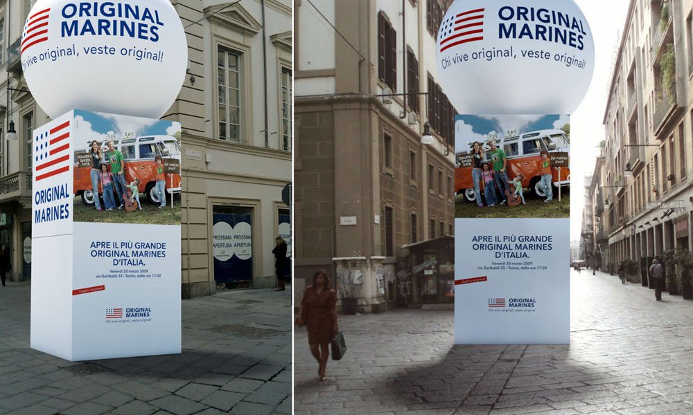 Visual allestimento totem Original Marines