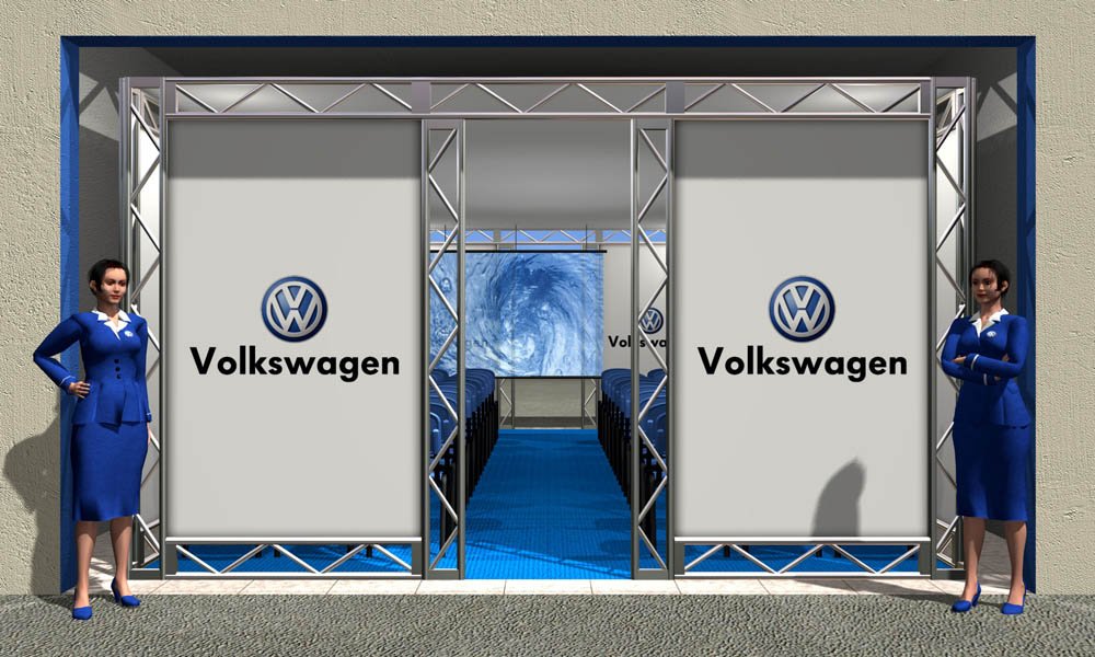 Modello 3D e render visual allestimento stand Volkswagen - Peraria Fly Service (2009) #2
