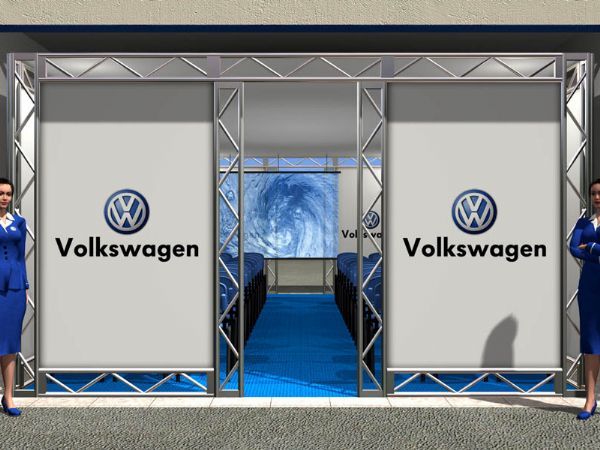 Modello 3D e render visual allestimento stand Volkswagen - Peraria Fly Service (2009) #2
