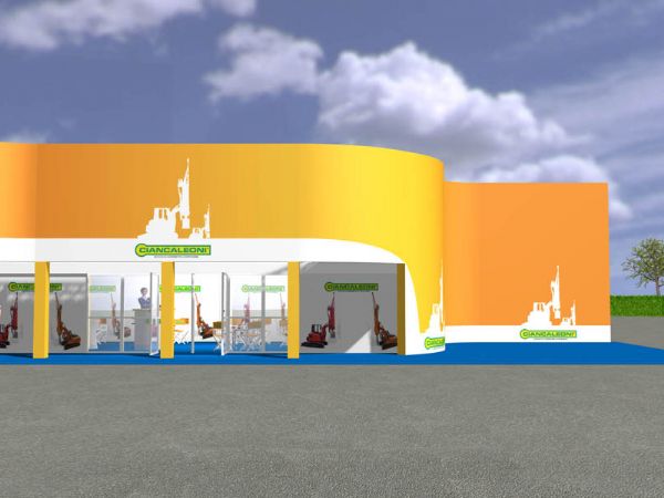 Modello 3D e render visual allestimento stand Ciancale