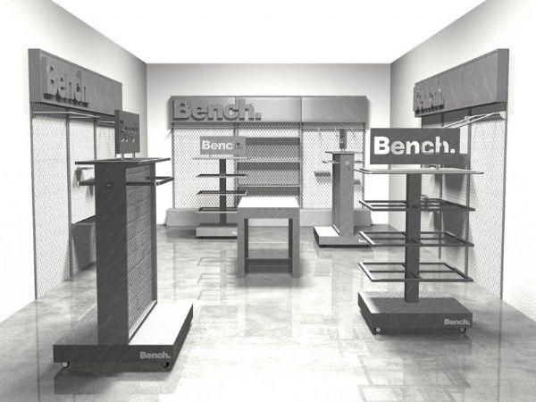 Modello 3D e render visual allestimento stand Bench