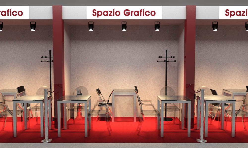 Modello 3D e render visual allestimento stand