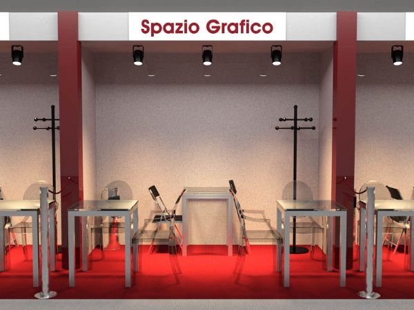 Modello 3D e render visual allestimento stand