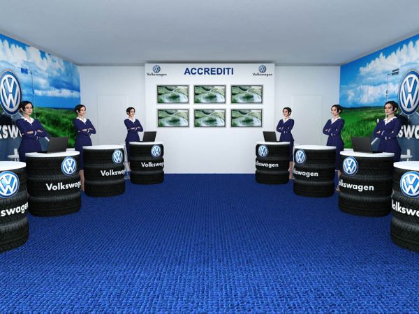 Modello 3D e render visual allestimento stand Volkswagen - Peraria Fly Service (2009) #3