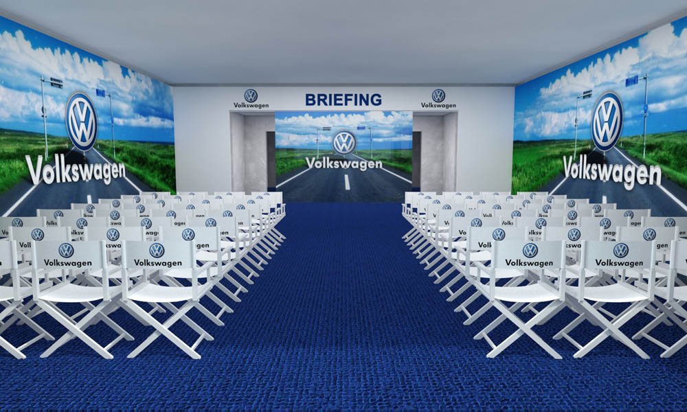 Modello 3D e render visual allestimento stand Volkswagen - Peraria Fly Service (2009) #4