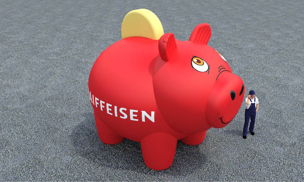 Modello 3D e render visual manufatto gonfiabile ad aria fredda - Peraria Fly Service (2006)