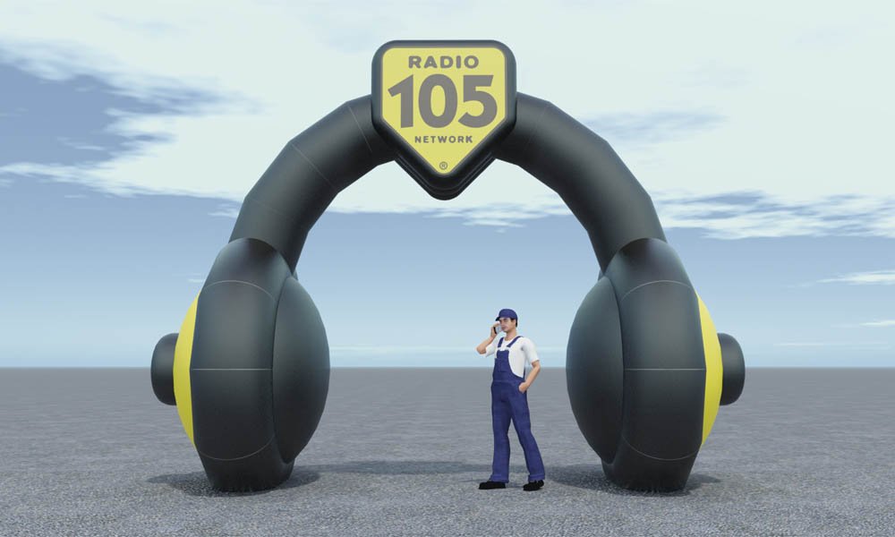 Modello 3D e render visual manufatto gonfiabile ad aria fredda - Peraria Fly Service (2005)