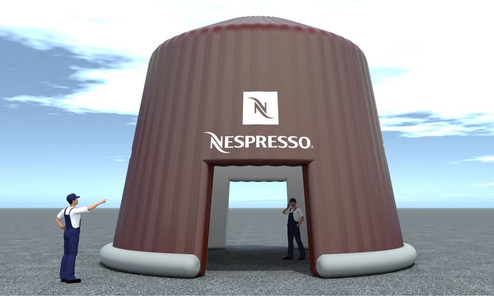Modello 3D e render visual stand gonfiabili ad aria fredda - Peraria Fly Service (2009)