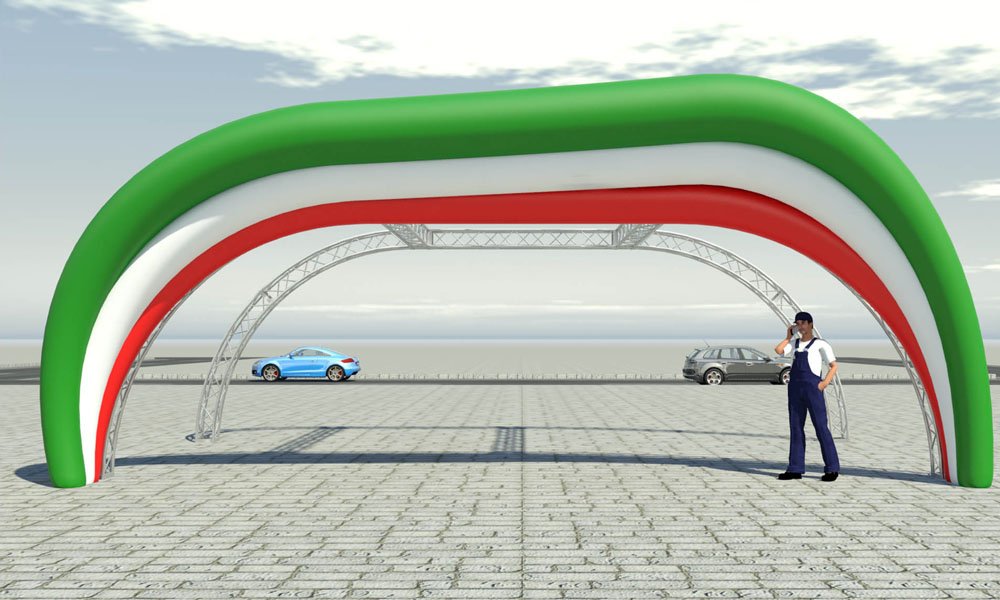 Modello 3D e render visual arco gonfiabile ad aria fredda - Peraria Fly Service (2008)