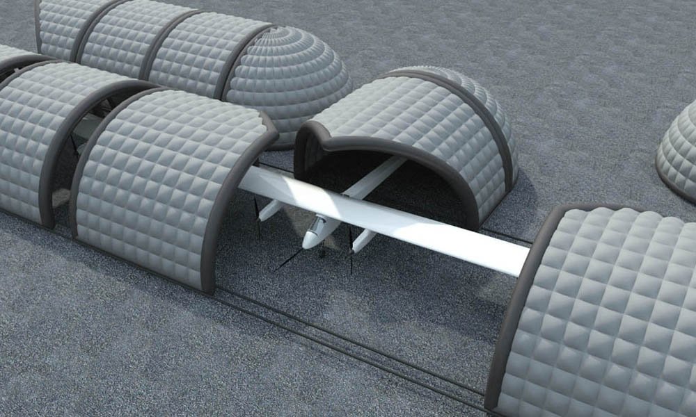 Modello 3D e render visual stand hungar gonfiabile ad aria