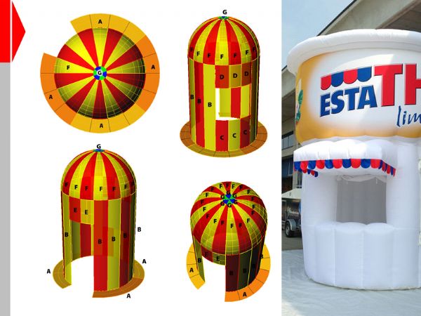 Modello 3D e render visual gonfiabile ad aria fredda