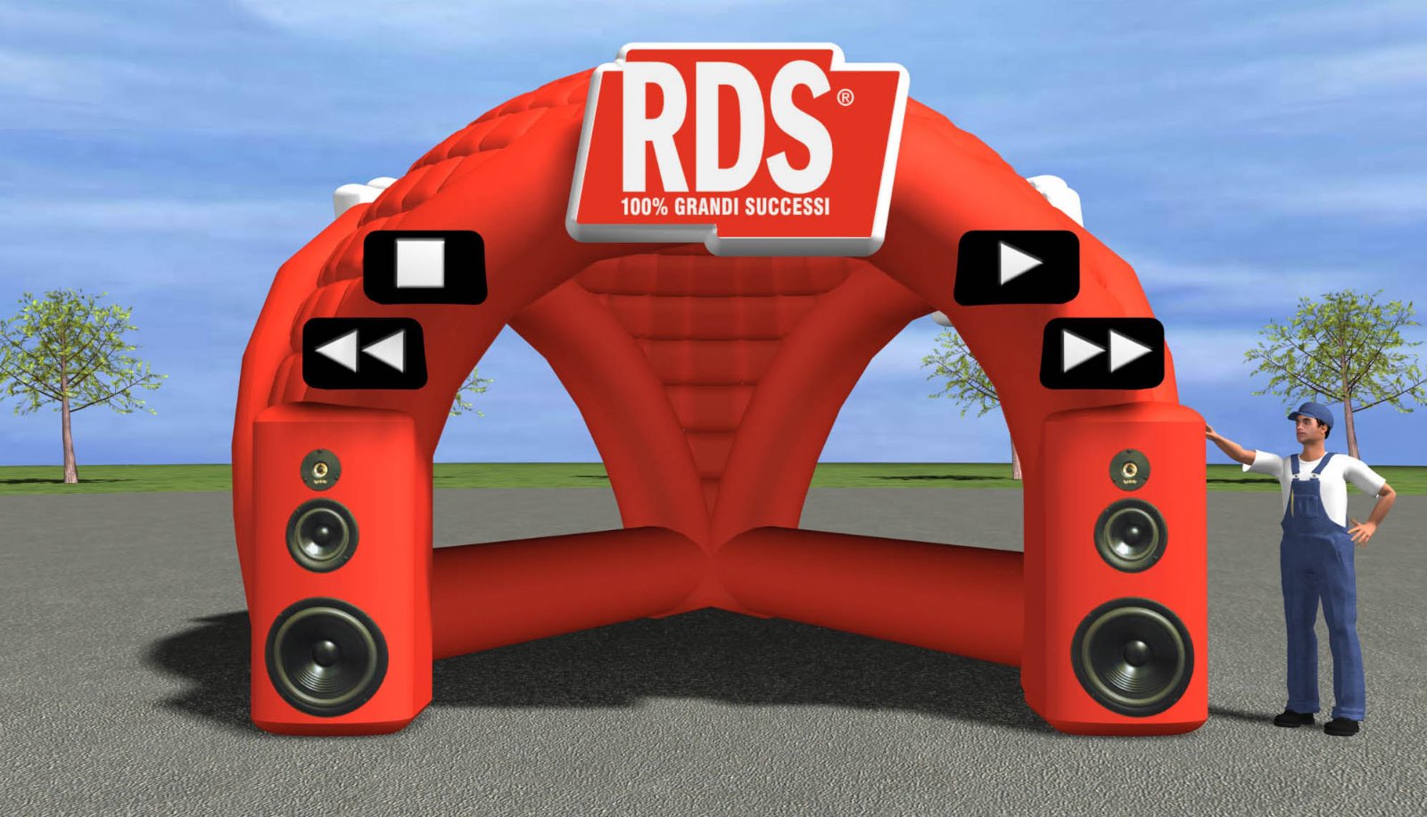 Modello 3D e render visual stand gonfiabile ad aria fredda - Peraria Fly Service (2011) #1