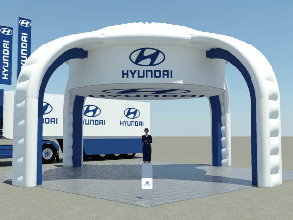 Modello 3D e render visual stand con moduli di americane
