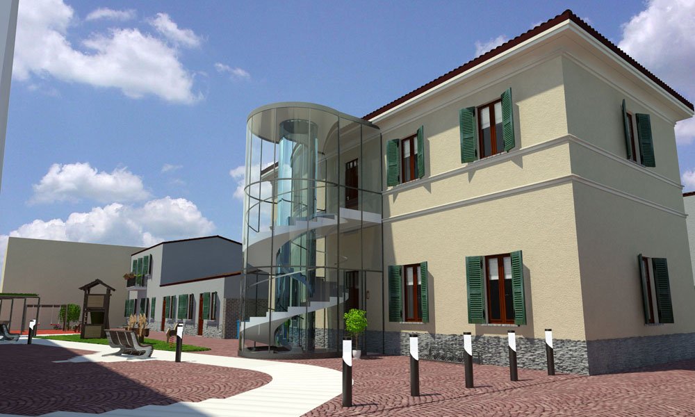 Modello 3D dell'intero centro del Comune Rivalba (TO) e Render - Tiberga Marco (2015) #1