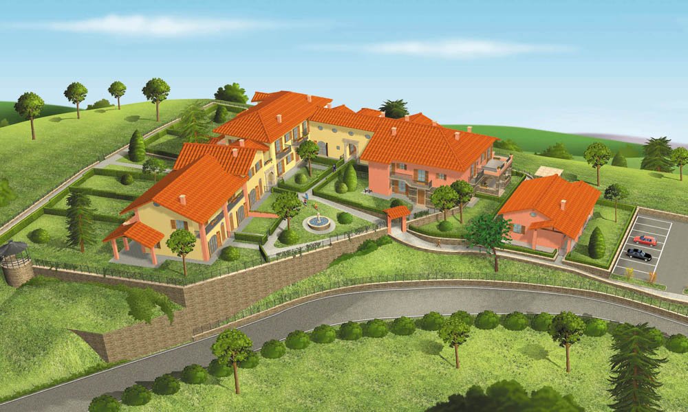 Modello 3D e render progetto riqualificazione complesso edile