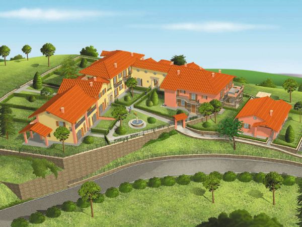 Modello 3D e render progetto riqualificazione complesso edile