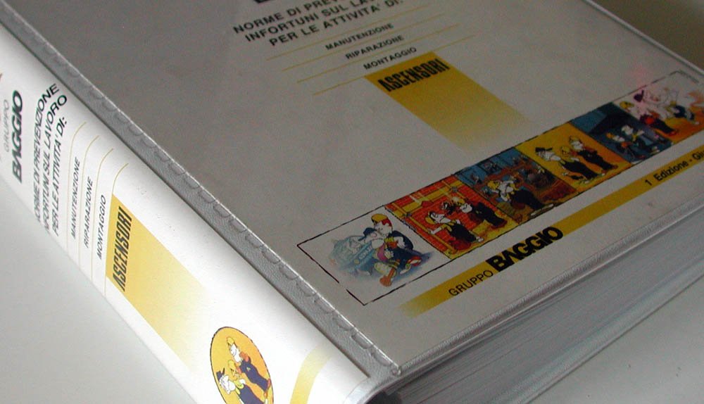 Grafica raccoglitore schede norme prevenzione infortuni sul lavoro