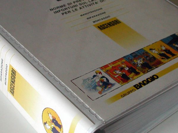 Grafica raccoglitore schede norme prevenzione infortuni sul lavoro